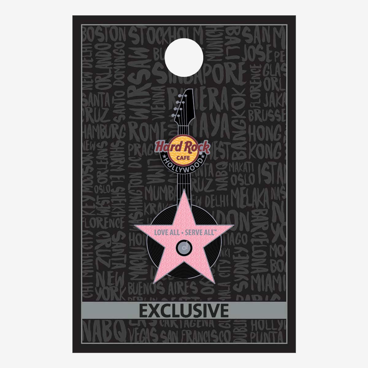 Hollywood Pink Star Guitar Pin image number 2