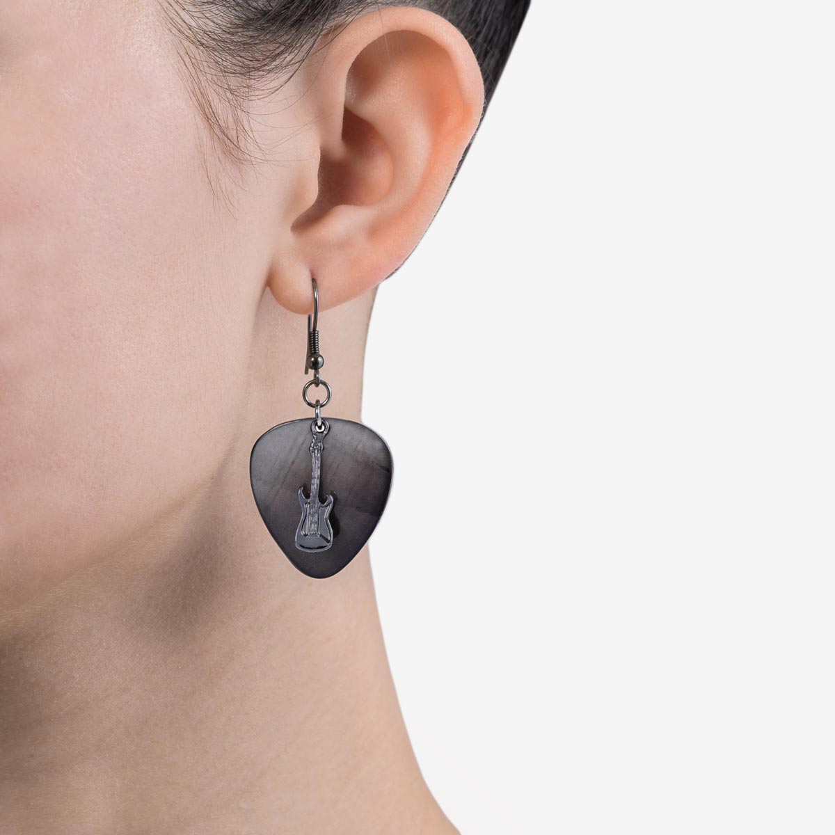 Hematite Guitar Pick Earrings image number 2