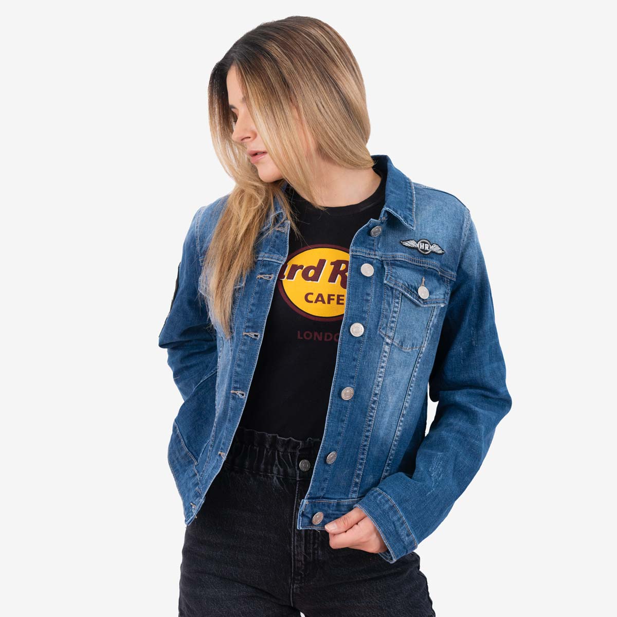 LB GtrCo Women Sequin Wing Denim Jacket Blue image number 2