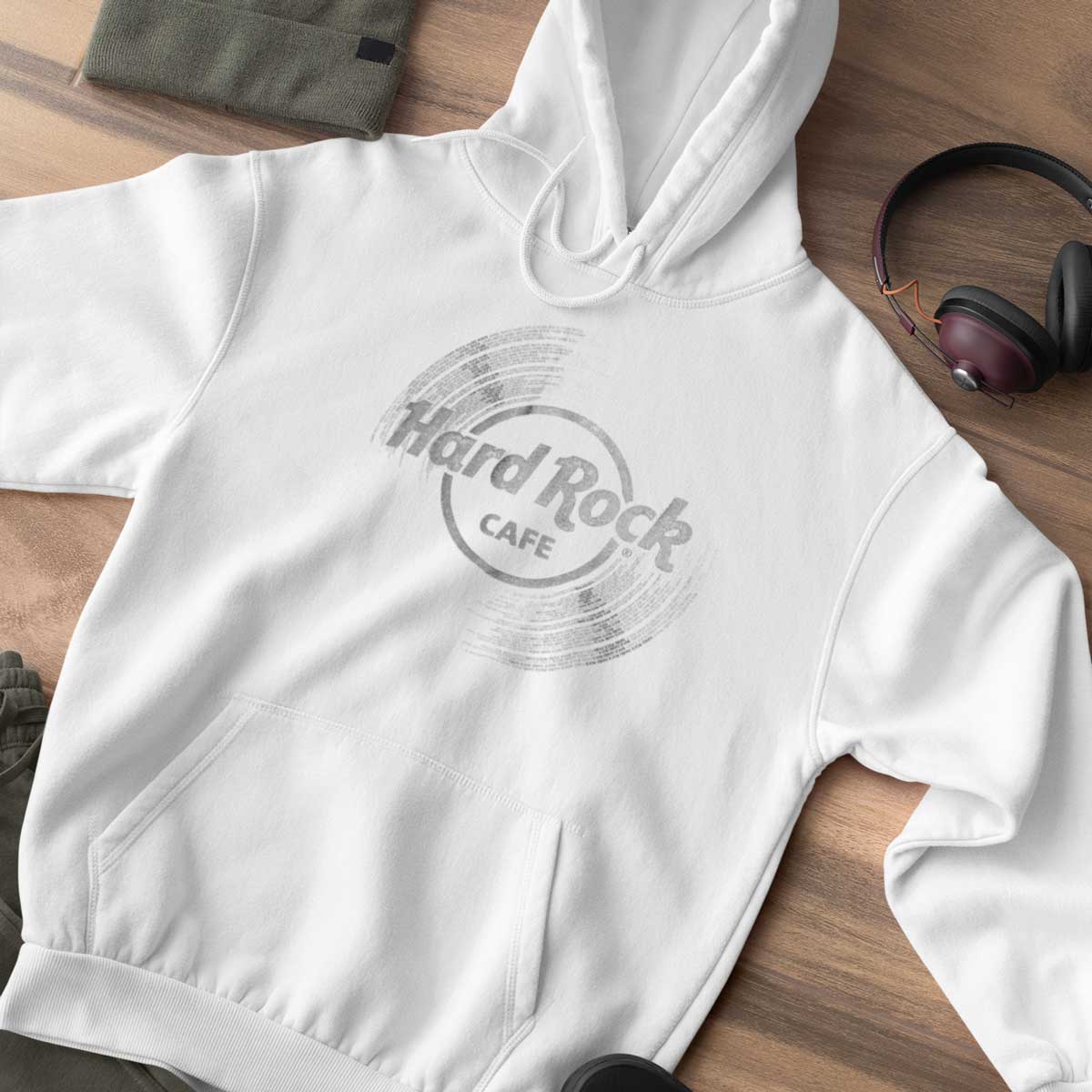 Vinyl Logo Unisex Hoodie in White image number 6