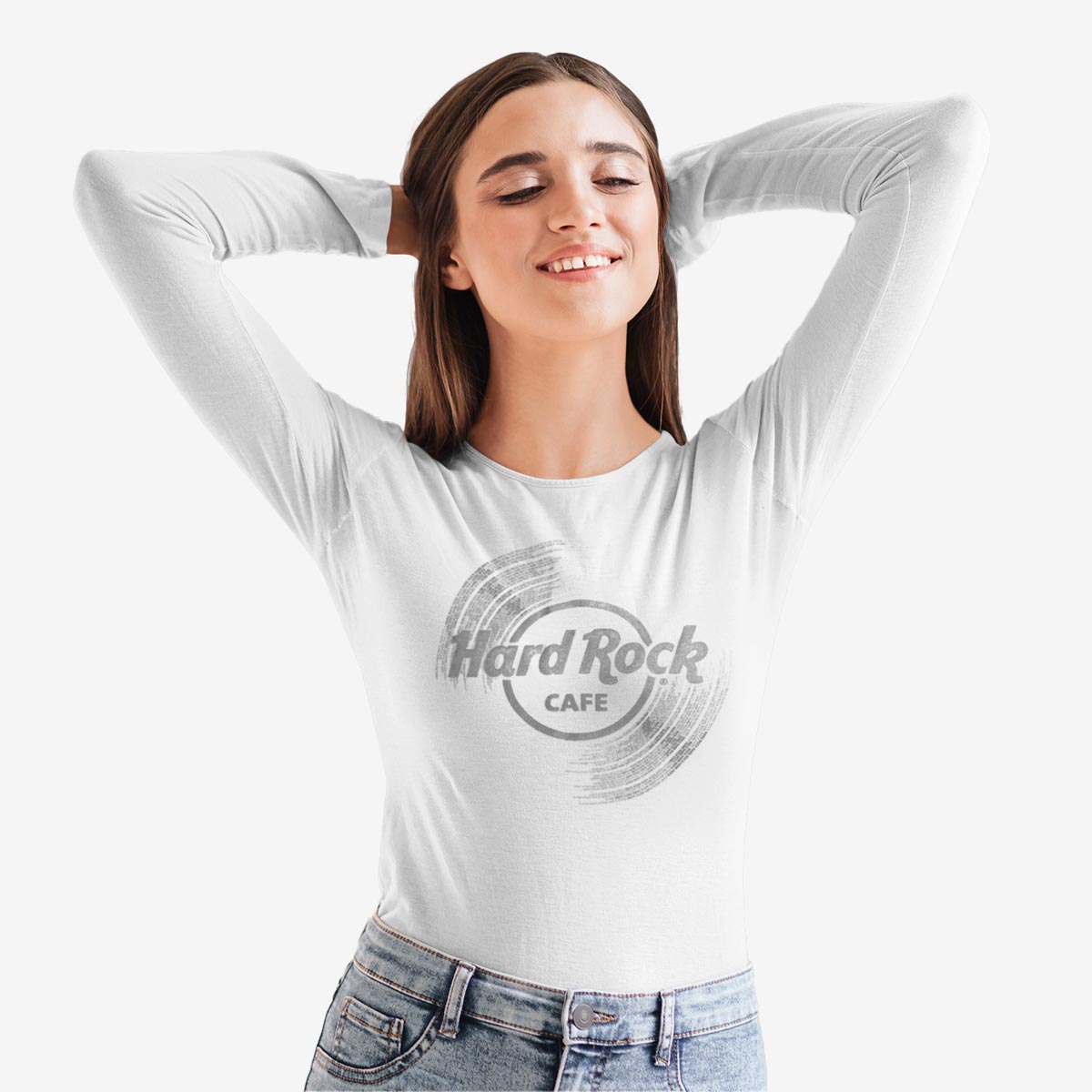 Adult Fit Vinyl Logo Longsleeve Tee in White image number 4