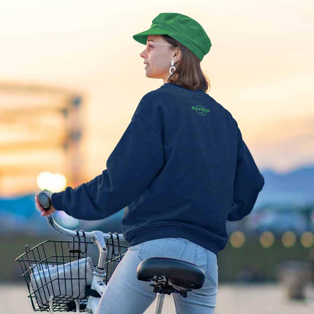 Adult Fit Save the Planet Heart University Sweatshirt in Navy Blue image number 5