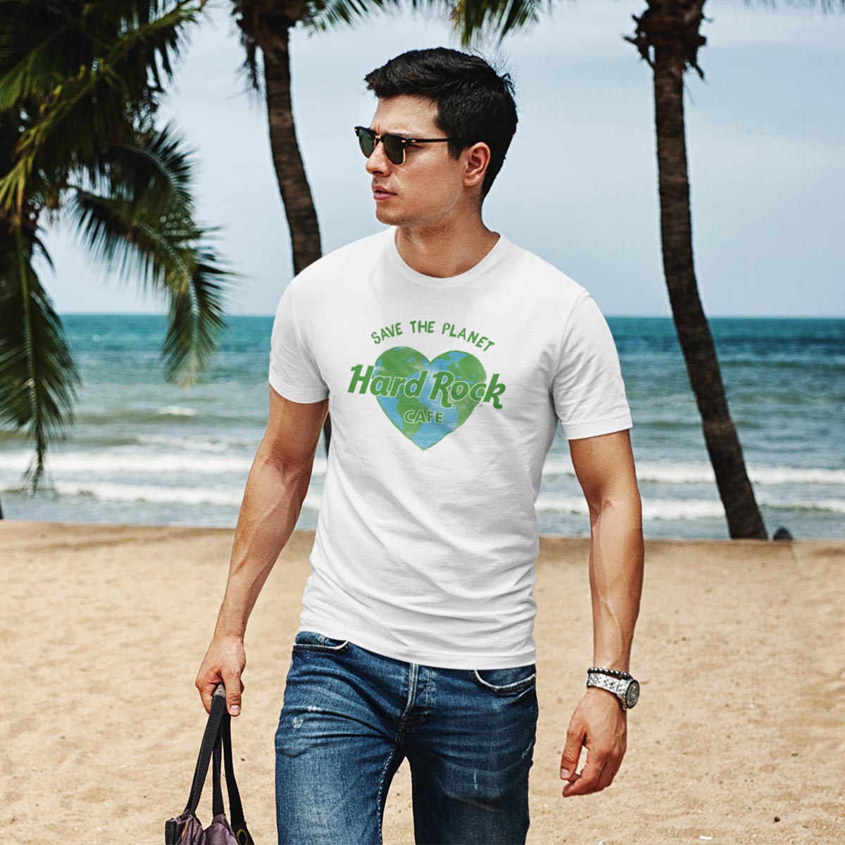 Adult Fit Save the Planet Heart Tee in White image number 2