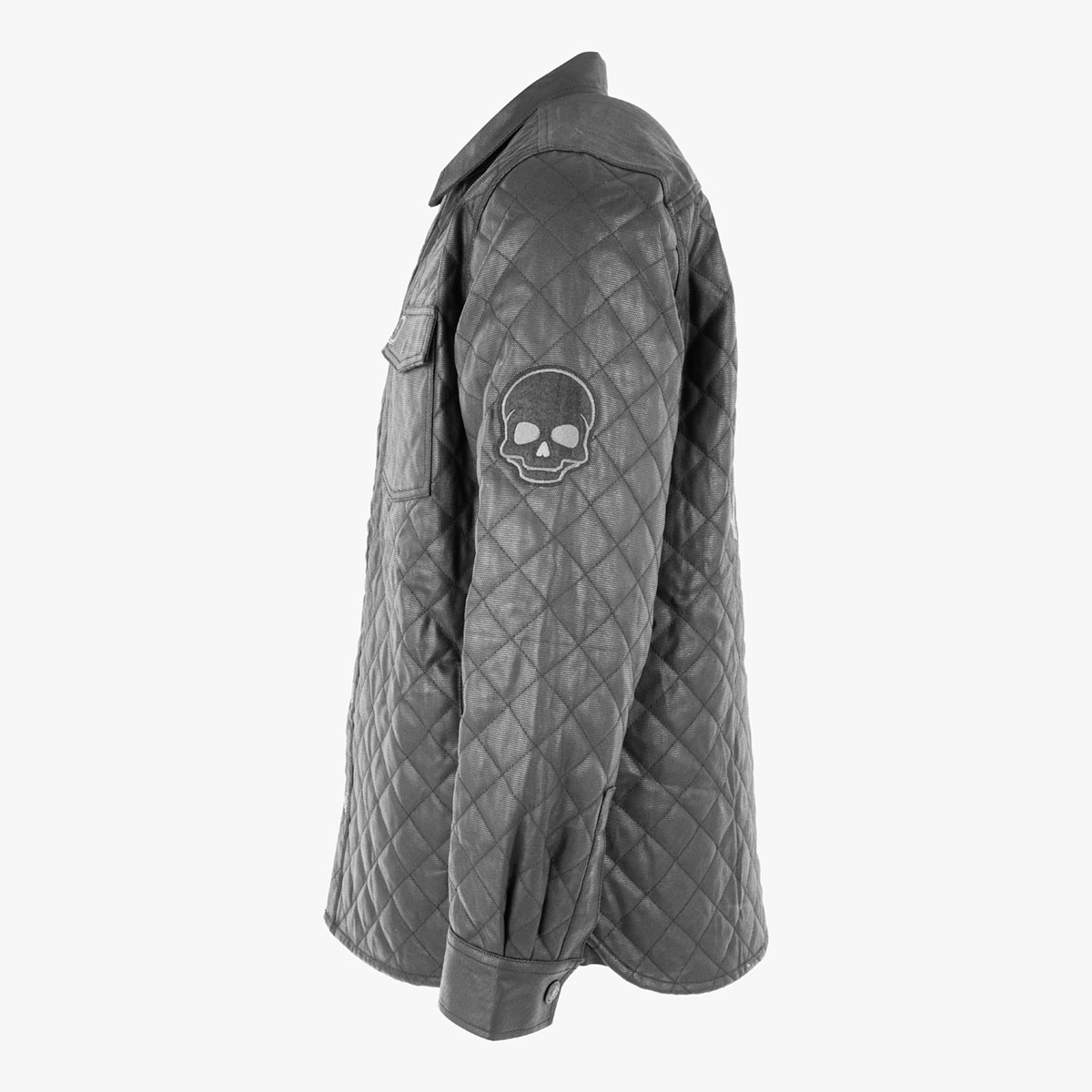 Guitar Company Adult Fit Quilted Button Down Shirt Jacket in Black image number 3