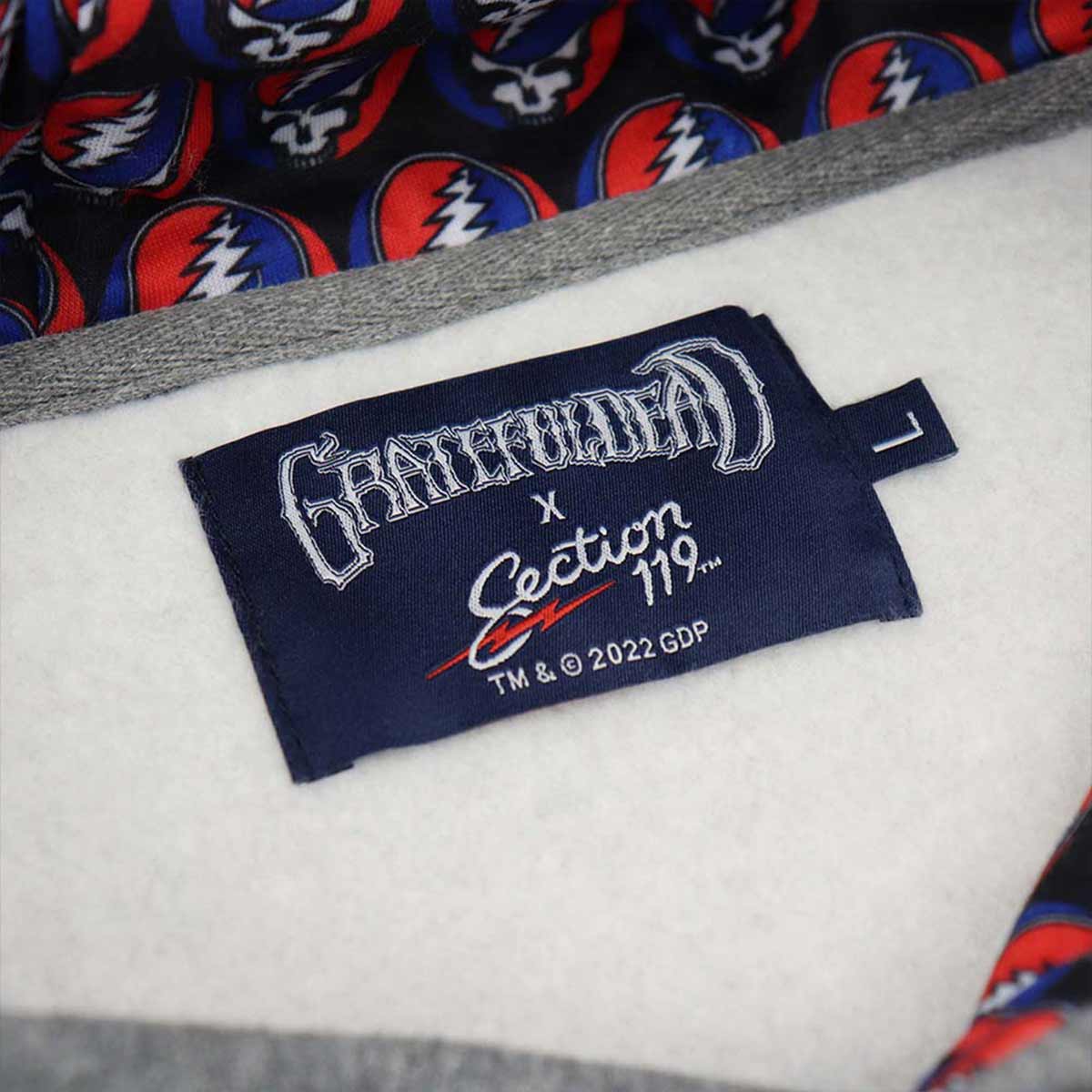 Grateful Dead Lightning Bolt Skull Hoodie in Grey image number 10