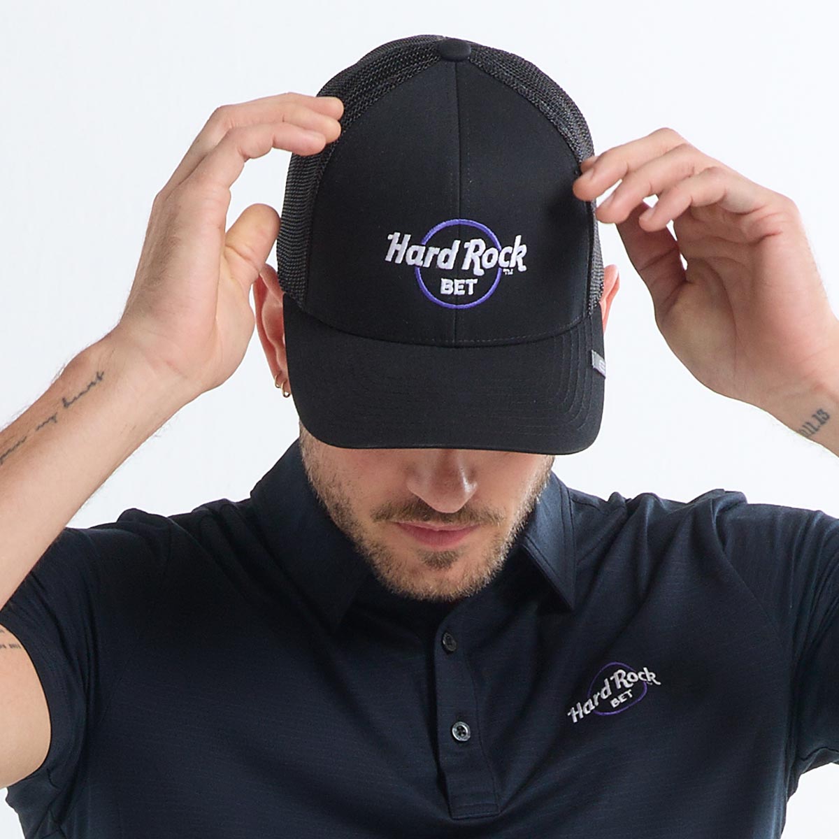 Adult Fit Hard Rock BET x Travis Mathew Widder 2.0 Mesh Hat in Black image number 1