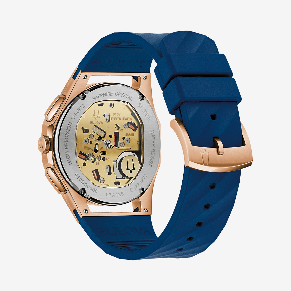 Bulova Marc Anthony CURV Rose-Gold Blue Chronograph 97A185 image number 2