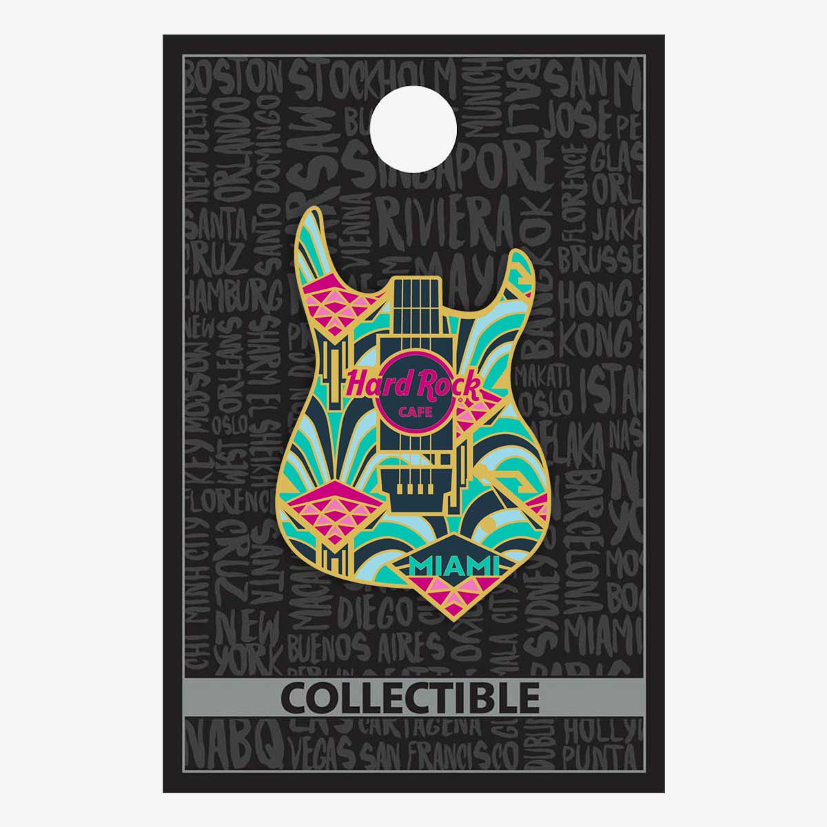 Collectible Miami Art Deco Guitar Pin image number 2