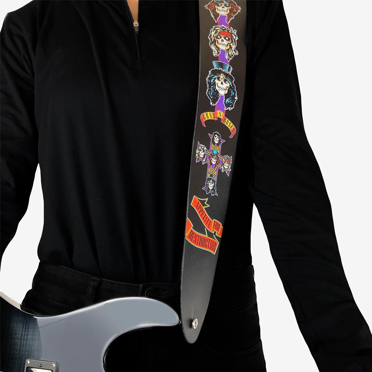 Guns N Roses Appetite Faces Leather Guitar Strap image number 4